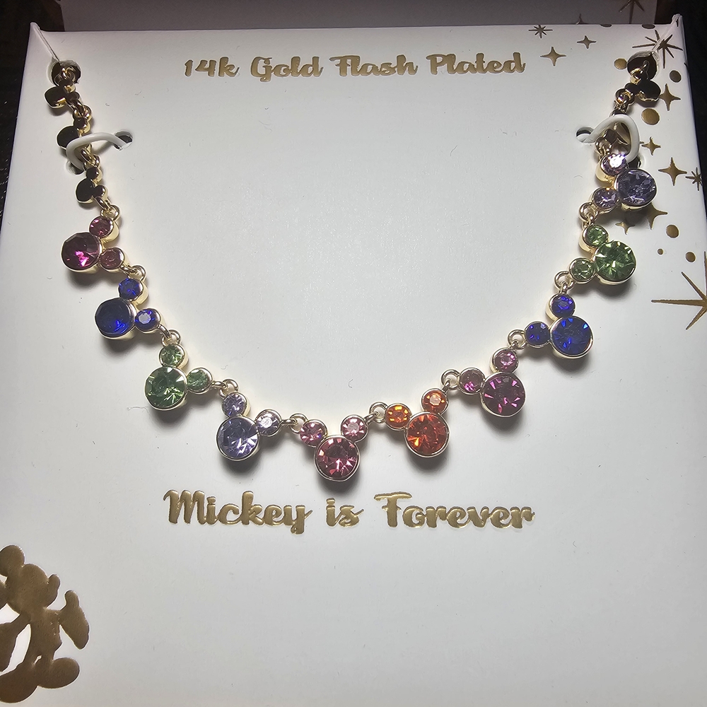 Disney Gold Necklace with Multicolor Mickey Charms